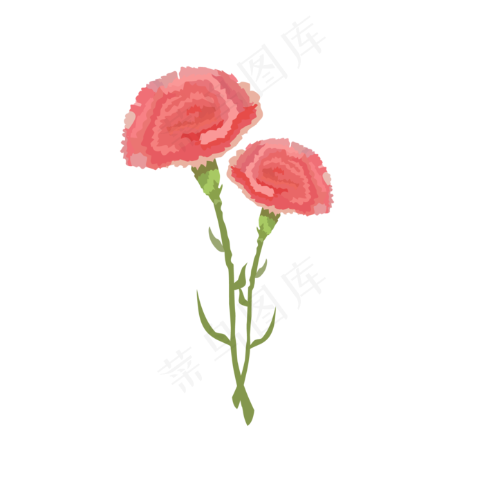 粉红色的母亲节康乃馨免抠素材(2000*2000px 300 dpi )ai矢量模版下载
