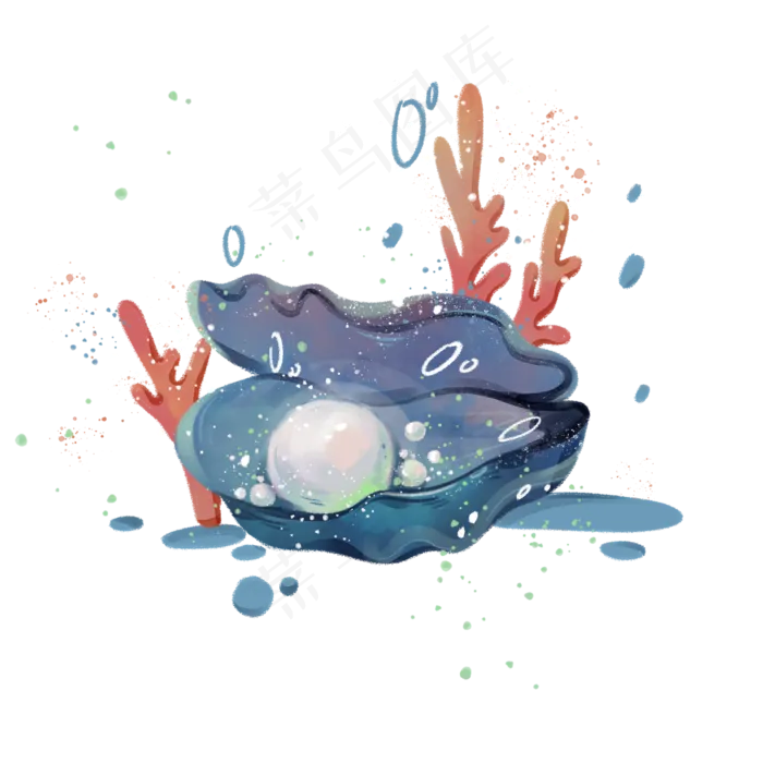 夏天海底装饰珍珠贝壳珠宝PNG,免抠元素(2000X2000(DPI:300))psd模版下载