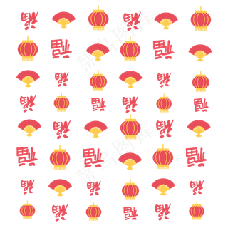 中国风小清新福字底纹,免抠元素