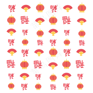 中国风小清新福字底纹,免抠元素