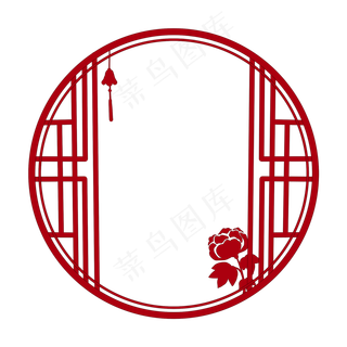 圆形中国风古典红色边框PNG素材