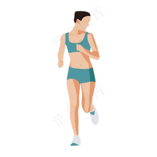 手绘矢量跑步的女人,免抠元素