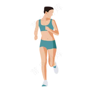 手绘矢量跑步的女人,免抠元素