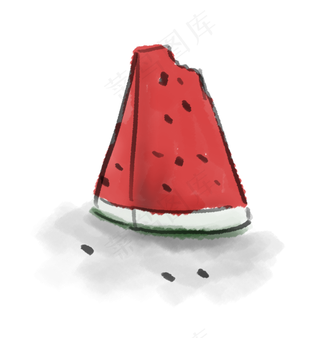 处暑中国水墨一块西瓜