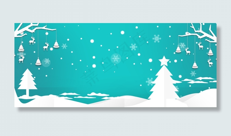 圣诞节简约蓝色电商海报背景