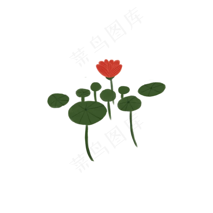 春夏天荷花手绘小清新荷叶可爱(2100X2100(DPI:300))psd模版下载
