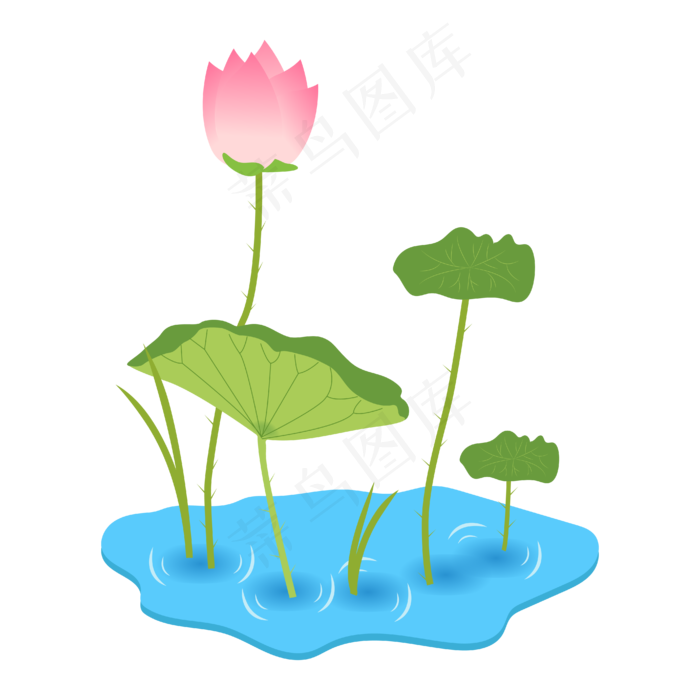 手绘卡通粉色莲花