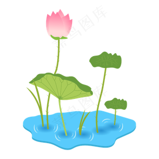 手绘卡通粉色莲花