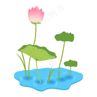 手绘卡通粉色莲花