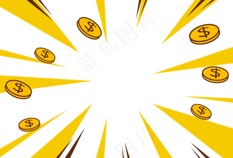 促销黄色系手绘涂鸦商业金币免抠