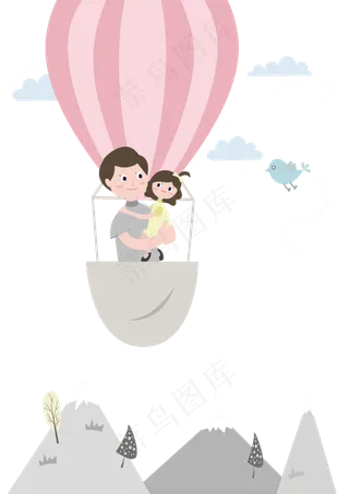 透明底png在热气球上一起看世