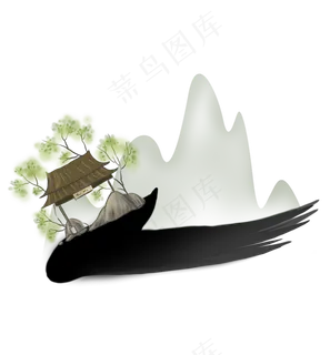 中国风山水墨迹文字框