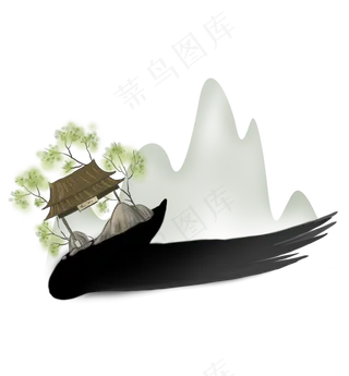 中国风山水墨迹文字框