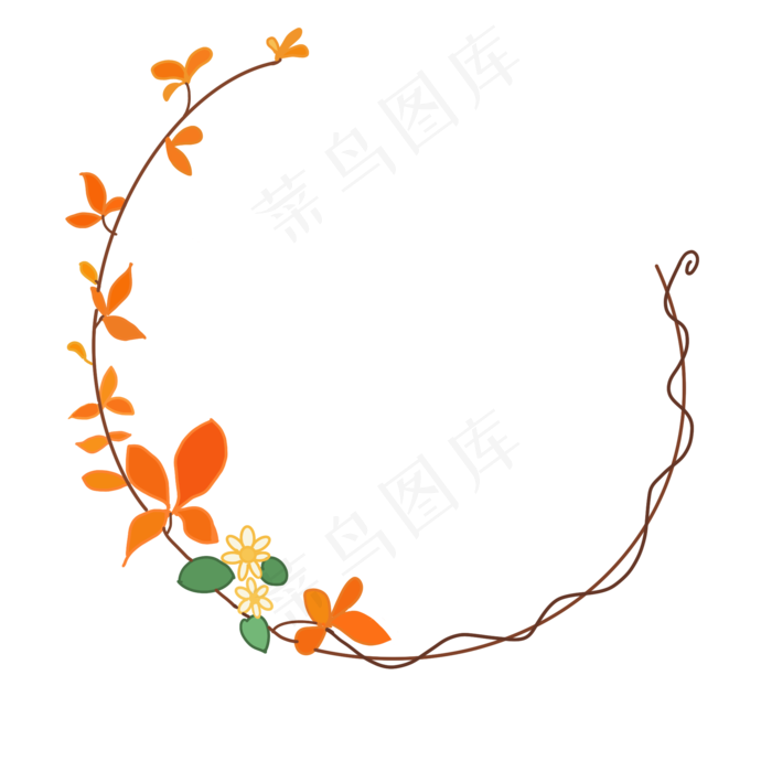 橙色的花藤的边框(2000X2000(DPI:300))psd模版下载