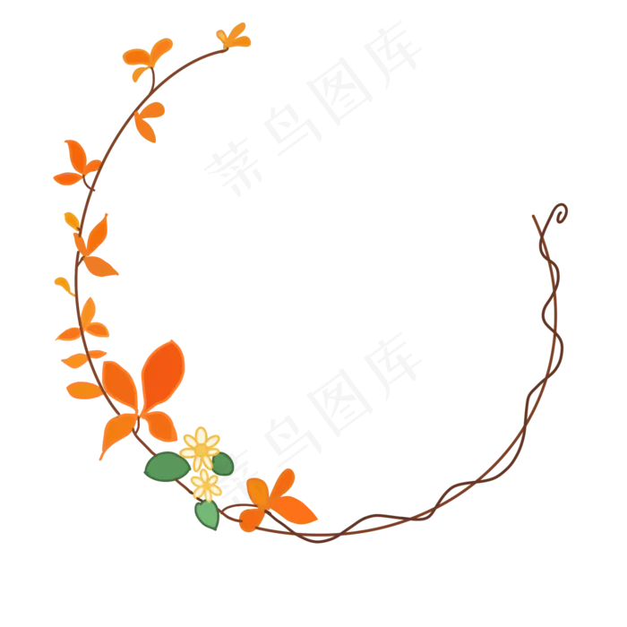 橙色的花藤的边框(2000X2000(DPI:300))psd模版下载