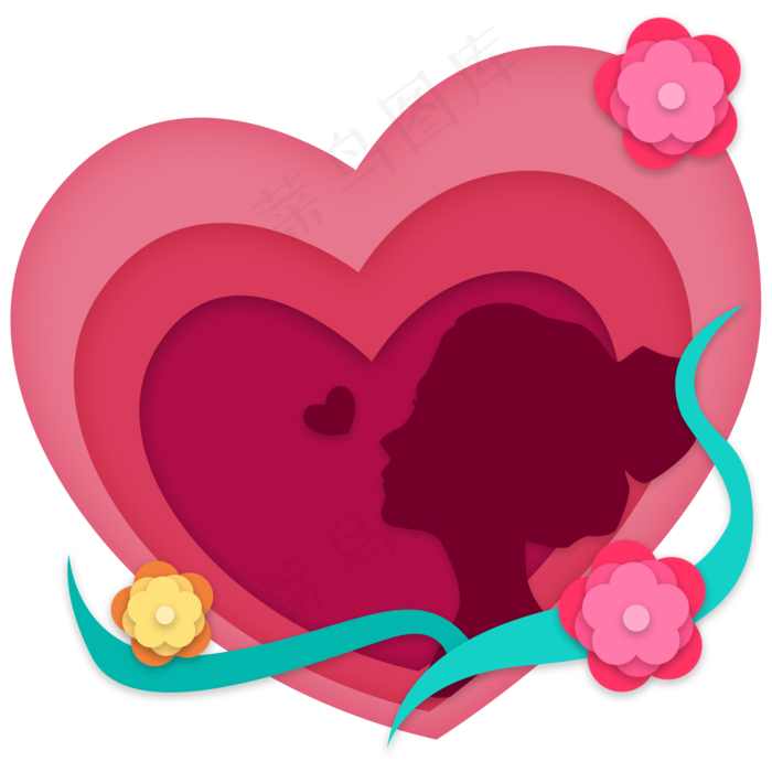 三八妇女节装饰剪影元素女王节,免抠元素