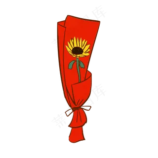 一朵太阳花手绘装饰图案