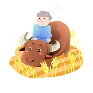 芒种麦子丰收牧童素材