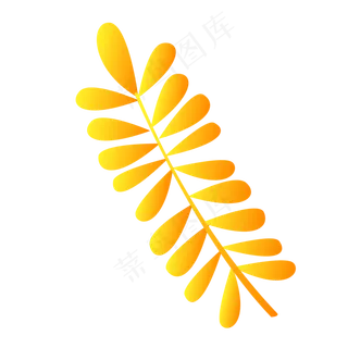 手绘卡通橙色叶子植物免扣元素