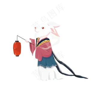 中元节中秋节中秋红色中国风提灯,免抠元素