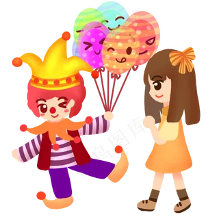 愚人节可爱小丑的彩色气球