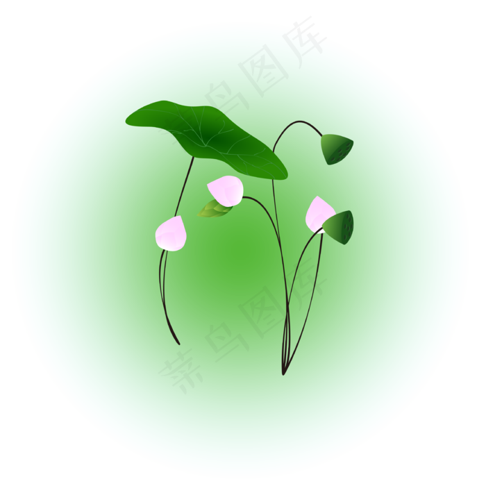 夏日荷花清新精美(2999X2999(DPI:300))ai矢量模版下载