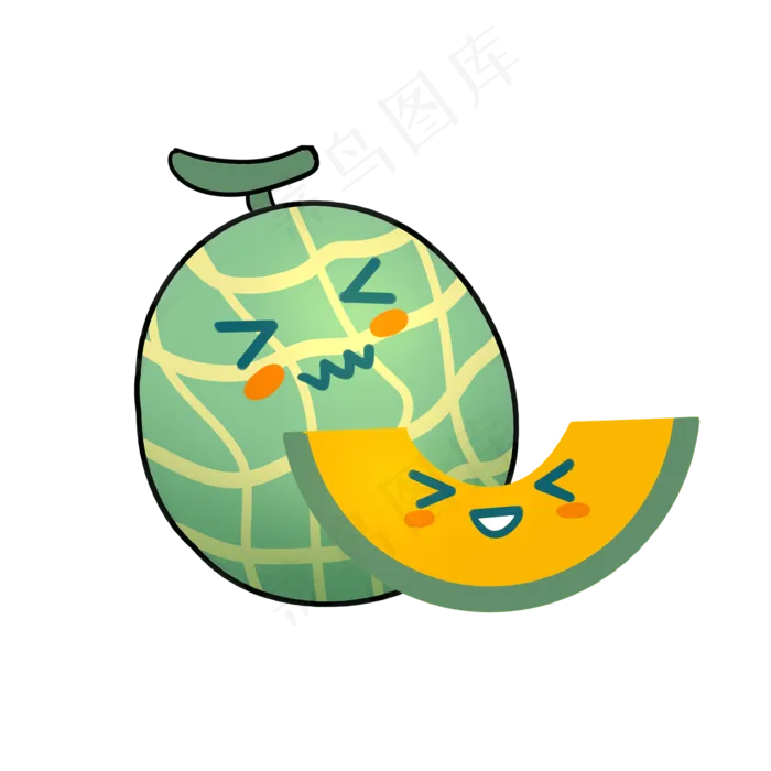 水果装饰图案双个哈密瓜(2000X2000(DPI:299))psd模版下载