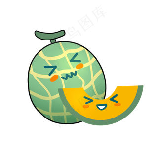 水果装饰图案双个哈密瓜