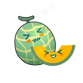 水果装饰图案双个哈密瓜