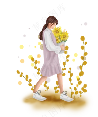 立秋秋天采摘向日葵,免抠元素