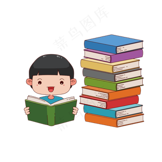 小男孩看书矢量素材,免抠元素