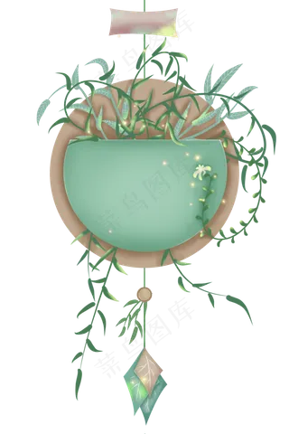 柳叶花篮剪纸文字框,免抠元素