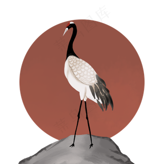 重阳节石头上的仙鹤,免抠元素