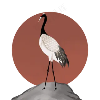 重阳节石头上的仙鹤,免抠元素