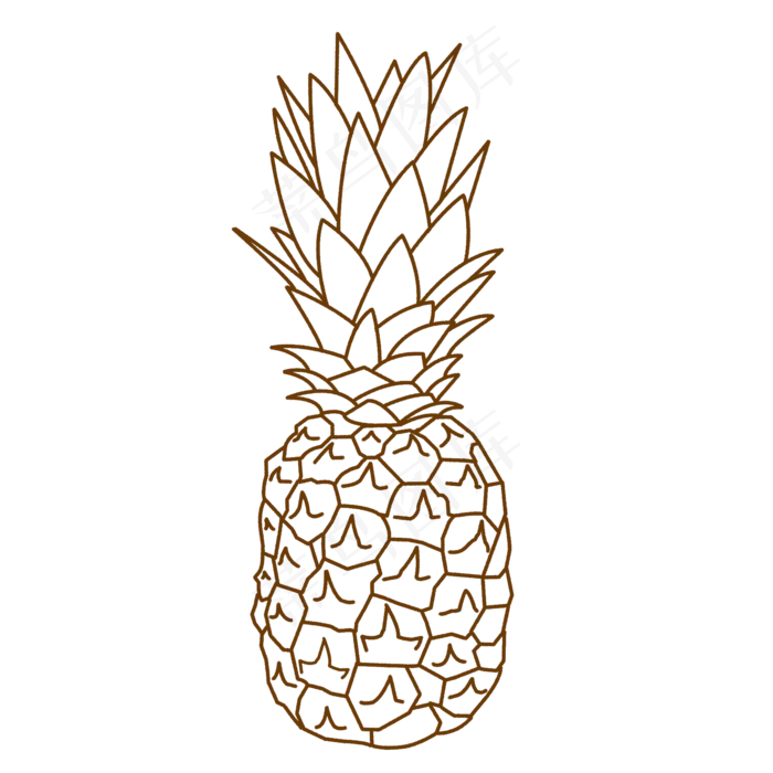 线描菠萝水果(2000X2000(DPI:300))psd模版下载