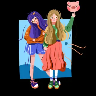 儿童节少女玩耍png免抠素材