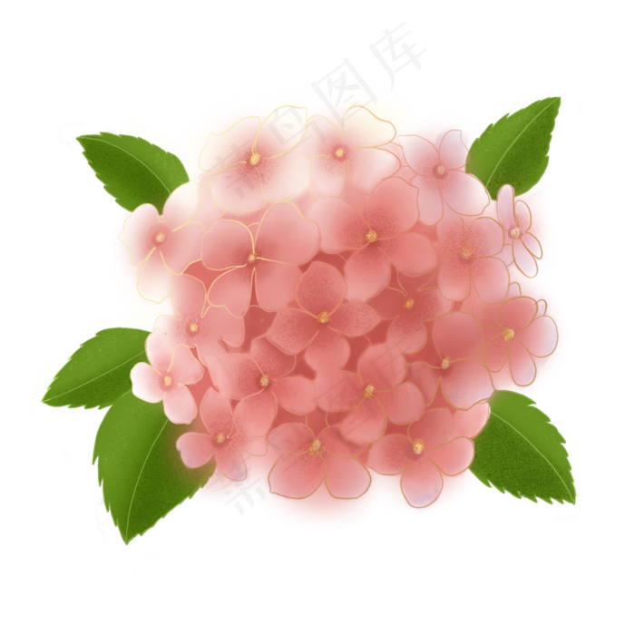 手绘花绣球花球温馨浪漫清新粉色