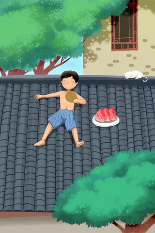 卡通手绘风夏景配图