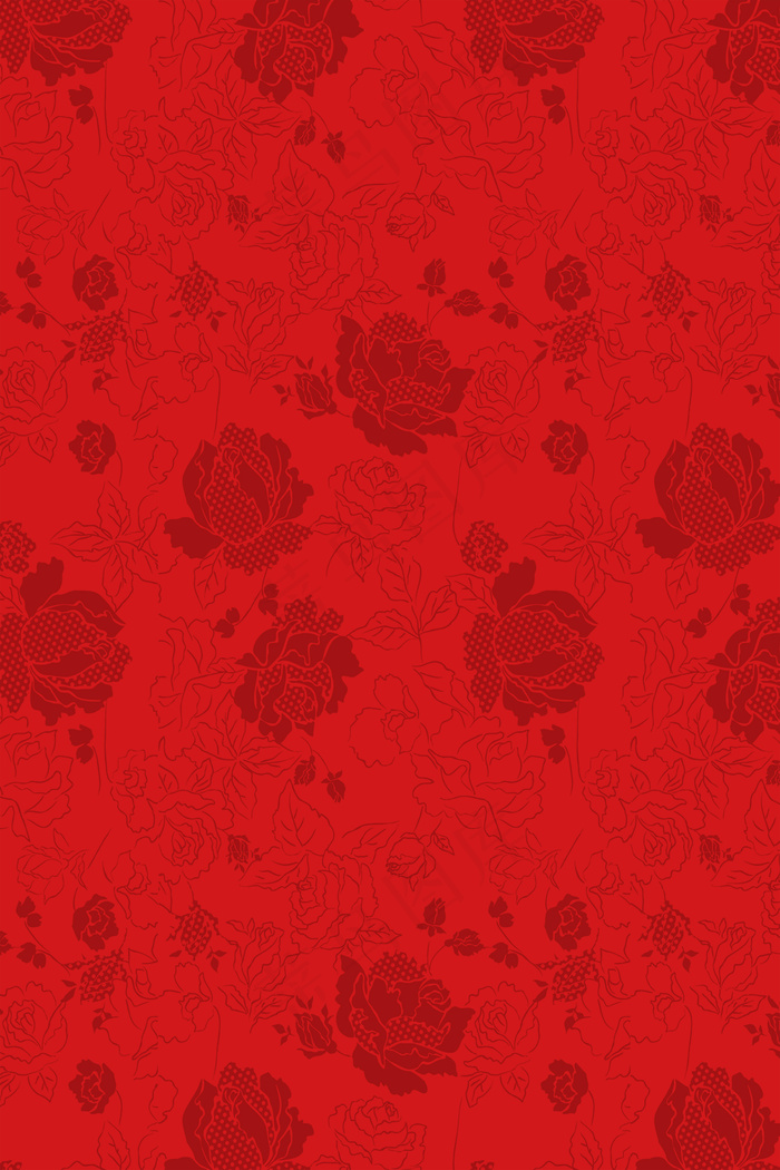 暗色底纹中国风牡丹花纹海报