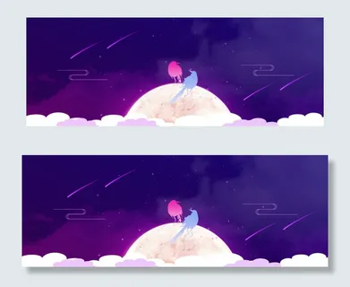 紫色渐变梦幻七夕情人节促销banner