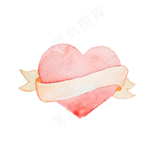 浪漫粉色水彩爱心矢量