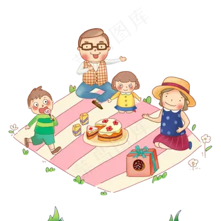 春天郊游野餐春光欢乐PNG,免抠元素