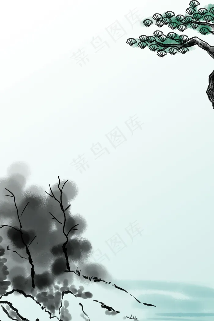 中国风古风线描水墨画平面广告(3545*5315px 	      )psd模版下载