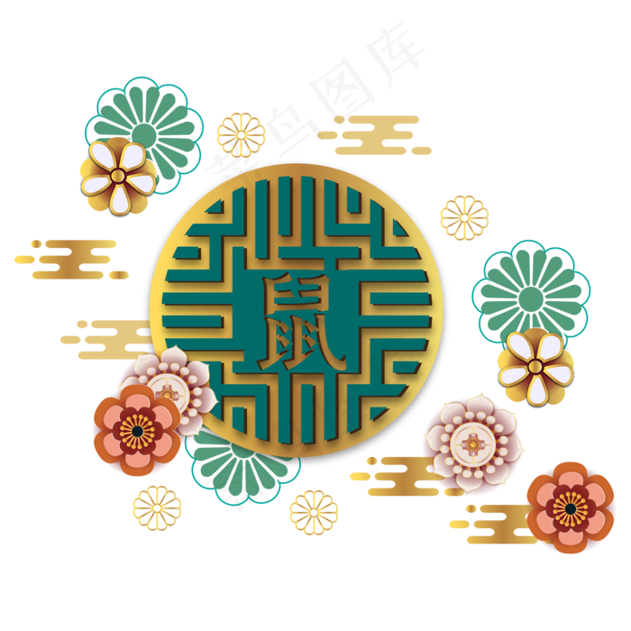 鼠年新年剪纸装饰,免抠元素(2000*2000px 300 dpi )ai矢量模版下载