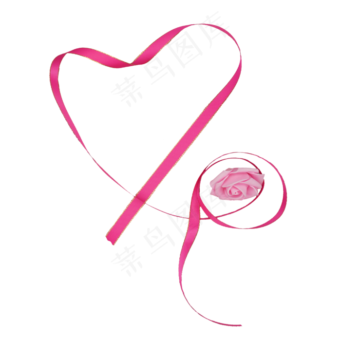 粉色心形丝带玫瑰