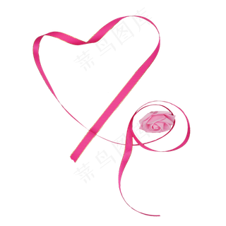 粉色心形丝带玫瑰