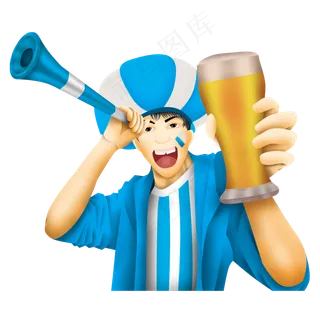 手绘球迷人psd人物元素,免抠元素