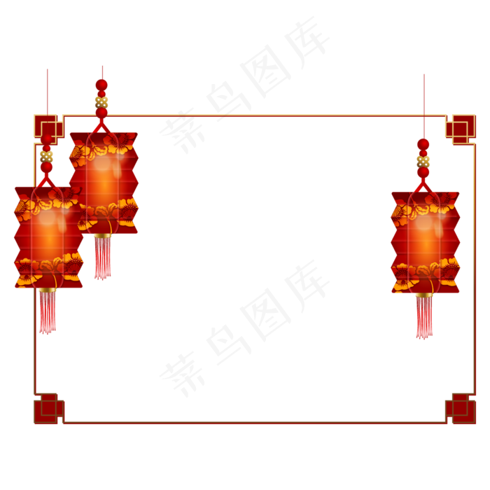 鼠年新年灯笼边框,免抠元素