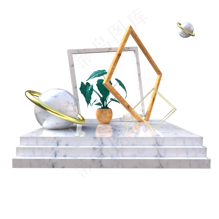 C4D大理石轻奢品牌展示台电商