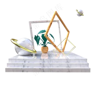 C4D大理石轻奢品牌展示台电商